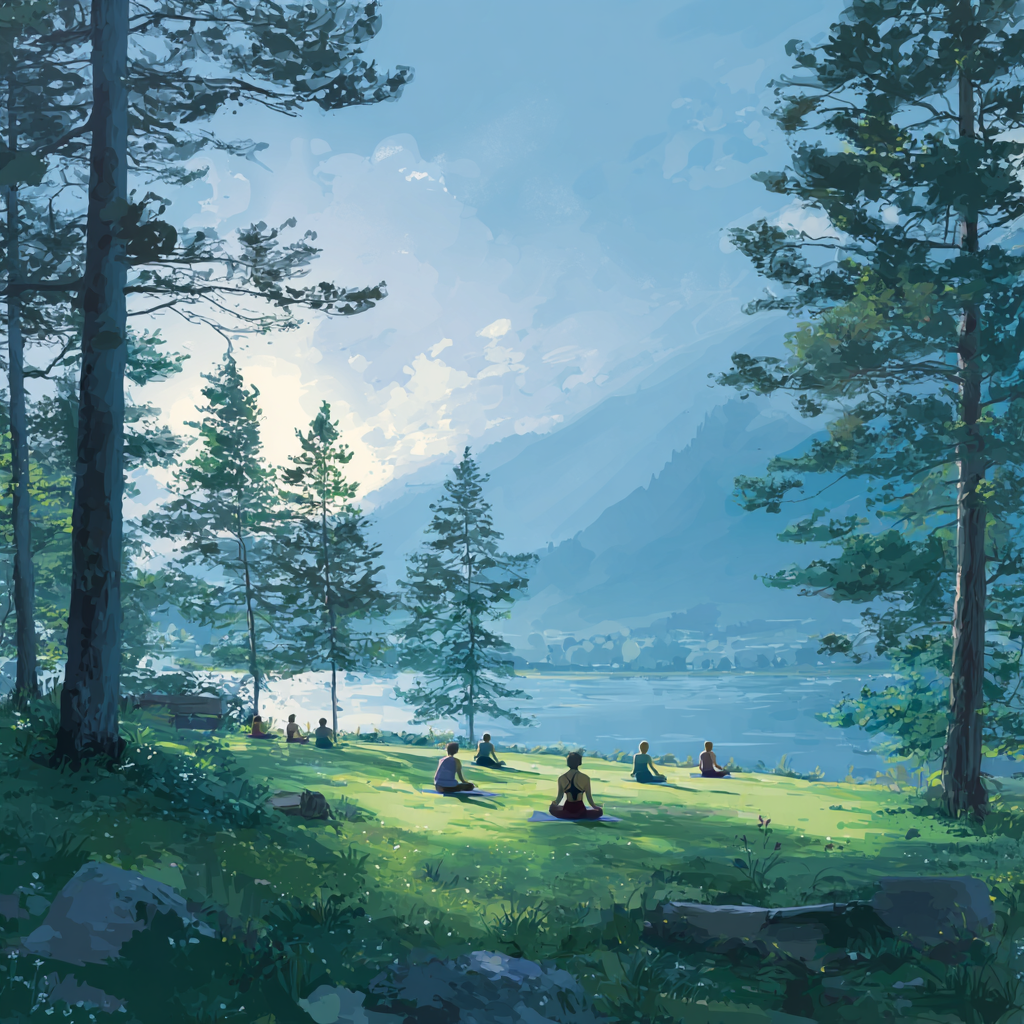 Група людей практикує йогу